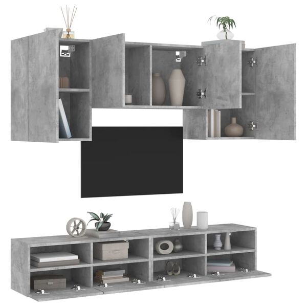 vidaXL TV Wall Unit Concrete grey Engineered wood Medium Wall mounting