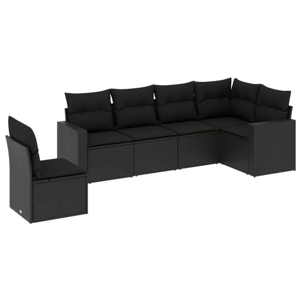 vidaXL Garden Sofa Set Black PE rattan, powder-coated steel Large