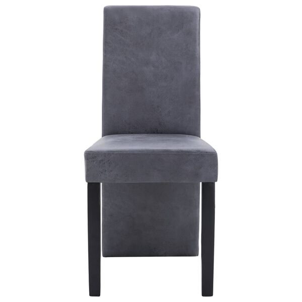 vidaXL Dining Chair Set of 4 Grey Faux suede and wood Standard Modern