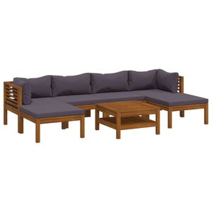vidaXL Wooden Lounge Set Dark Grey Solid Acacia Wood 7 Piece Set Modular