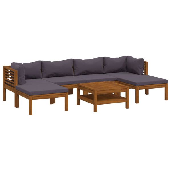 vidaXL Wooden Lounge Set Dark Grey Solid Acacia Wood 7 Piece Set Modular