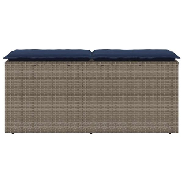 vidaXL Patio Bench with Cushion Gray 43.3"x15.7"x17.3" Poly Rattan