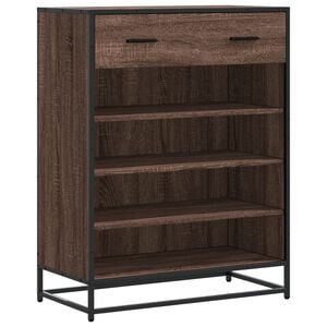vidaXL Shoe Cabinet Brown Oak Engineered Wood and Metal Medium