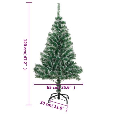 vidaXL Artificial Christmas Tree 150 LEDs & Flocked Snow 47.2"