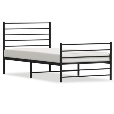 vidaXL Metal Bed Frame with Headboard and Footboard Black 39.4"x74.8" Twin