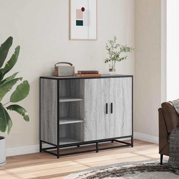 vidaXL Sideboard Grey Sonoma Engineered wood, metal Medium Sideboard