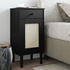vidaXL Bedside Cabinet Black Solid pine wood, Poly rattan 31.5 in