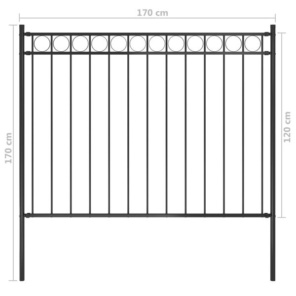 vidaXL Garden Fence Steel 5.9 ft x 3.9 ft Black