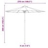 vidaXL Garden Parasol Cream White &Oslash; 270 x 260 cm Bamboo