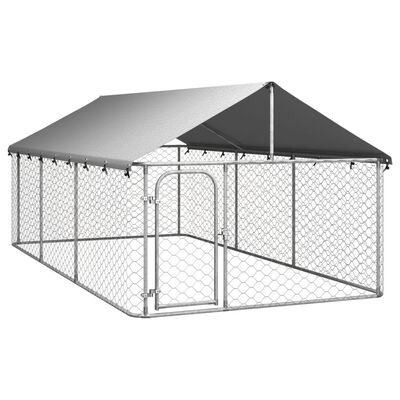 vidaXL Outdoor Dog Kennel with Roof 157.5"x78.7"x59.1"