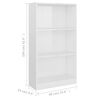 vidaXL Book Cabinet High Gloss White Engineered Wood Medium