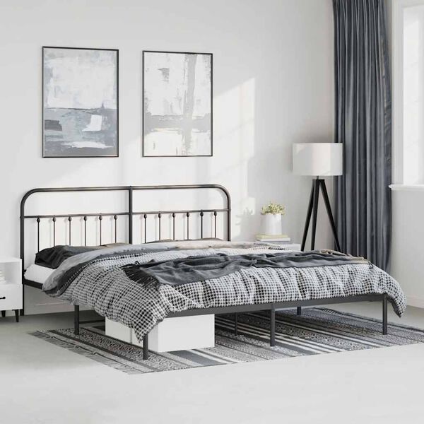vidaXL Bed Frame Black Steel Full Durable Bed Frame Rectangular
