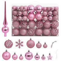 vidaXL 111 Piece Christmas Bauble Set Pink Polystyrene