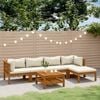 vidaXL Garden Lounge Set Cream Solid acacia wood, fabric 6 Piece Set