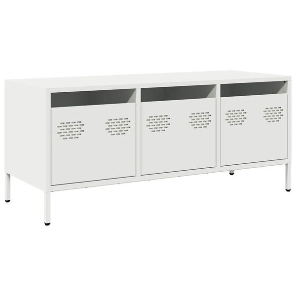 vidaXL TV Cabinet White Cold-rolled steel Medium Adjustable Feet