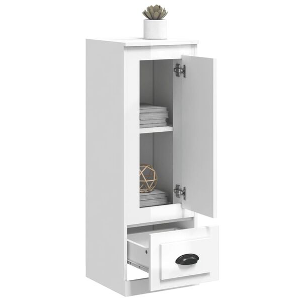 vidaXL Highboard High gloss white Engineered wood Medium Highboard