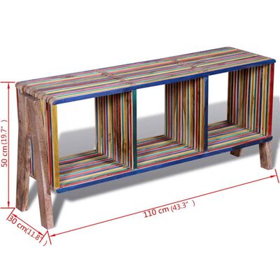 TV Cabinet with 3 Shelves Stackable Reclaimed Teak Colorful