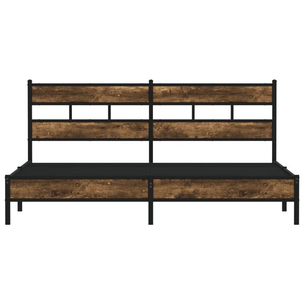vidaXL Bed Frame Smoked Oak Steel, Engineered Wood King Size Bed Frame