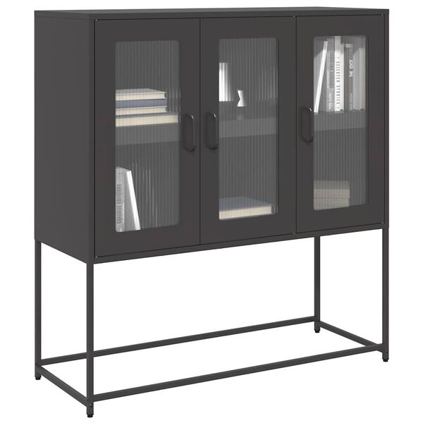 vidaXL Sideboard Black Cold-rolled steel Medium Sideboard Rectangular