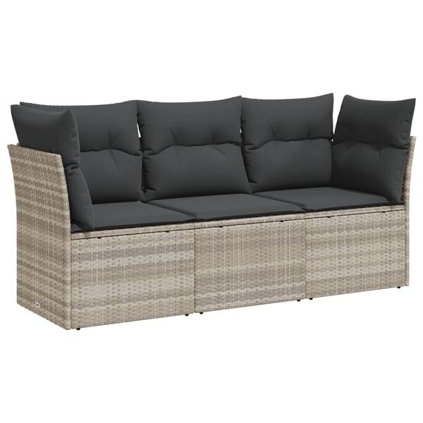 vidaXL Garden Sofa Set Light grey Poly rattan 3-piece for outdoor use