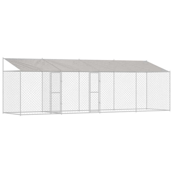 vidaXL Dog Cage with Roof Silver 314.96 x 78.74 x 101.57 in