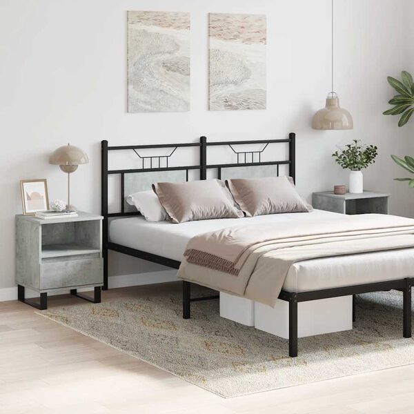 vidaXL Nightstand Set of 2 Concrete Grey Engineered Wood, Metal