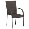 vidaXL Dining Chair Set of 4 Brown PE rattan, powder-coated steel