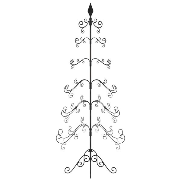 vidaXL Metal Christmas Tree Black Powder-coated steel 70.9 in tall