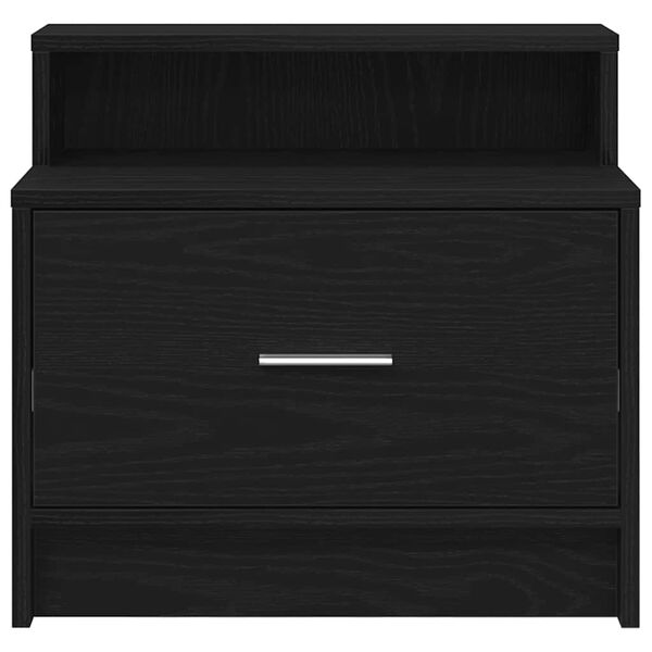 vidaXL Bedside Cabinet Black Oak Engineered wood 20.1x12.2x18.5 in