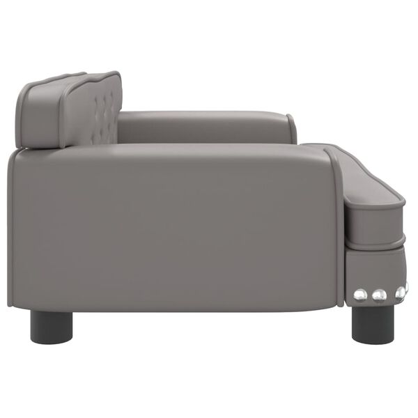 vidaXL Kids Sofa Grey Faux Leather Mini Attractive Design Kids Sofa