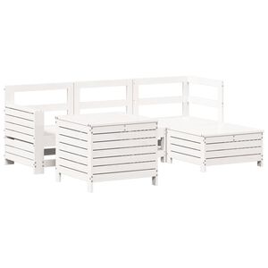 vidaXL Garden Sofa Set White Solid pine wood 5-Piece Set Foldable