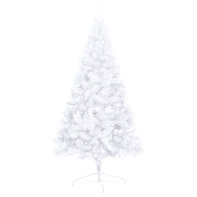 vidaXL Artificial Half Christmas Tree with LED&Stand White 70.8" PVC