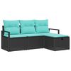 vidaXL Garden Sofa Set with Cushion 4 pcs Black Poly rattan