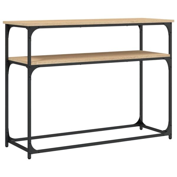 vidaXL Console Table Sonoma Oak Engineered Wood, Metal 39.4x14.0x29.5 in