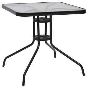 vidaXL Garden Table Black Steel Standard Durable Garden Table Square