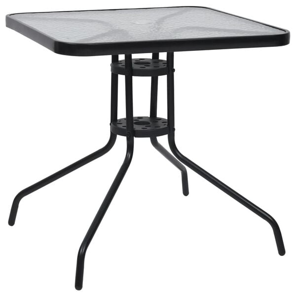 vidaXL Garden Table Black Steel Standard Durable Garden Table Square