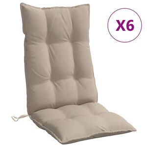 vidaXL Highback Chair Cushion Set of 6 Taupe