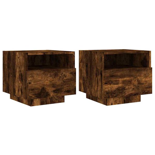 vidaXL Bedside Cabinet Set of 2 Smoked oak Engineered wood