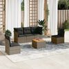 vidaXL Garden Sofa Set Grey PE rattan, powder-coated steel, acacia wood