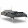 vidaXL Bed Frame White Powder-Coated Steel Twin Modern Metal Bed Frame