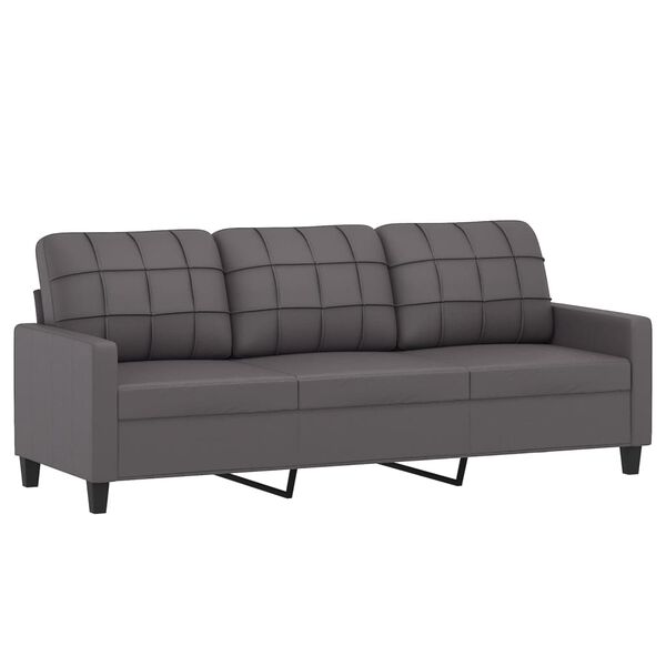 vidaXL 3-seater Sofa Grey Faux leather, metal, textilene Three-Seater