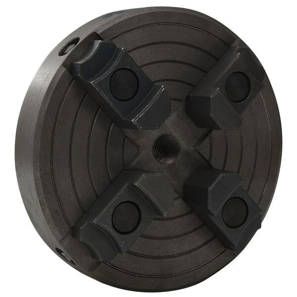 vidaXL 4 Jaw Wood Chuck with M18 Connection Steel Black 5.91x2.48"