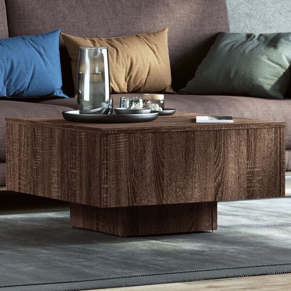 vidaXL Coffee Table Brown Oak Engineered Wood 23.6 in Durable Square