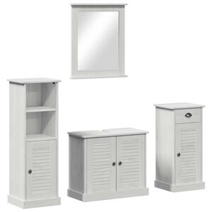 vidaXL Bathroom Furniture Set 4 pcs Antique White Solid Pine Wood