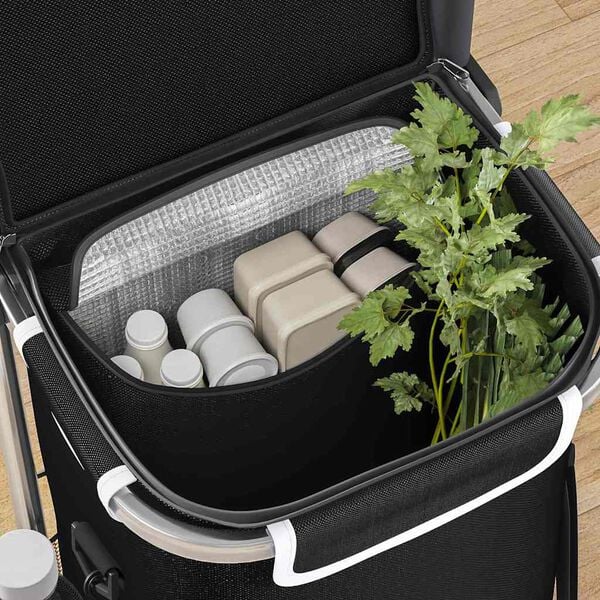 vidaXL Shopping Trolley Black 14.37 x 18.31 x 39.57 in Oxford fabric