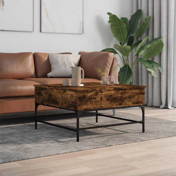 vidaXL Coffee Table Smoked Oak Engineered Wood and Metal Medium