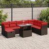 vidaXL 9 Piece Patio Sofa Set with Cushions Brown Poly Rattan Acacia