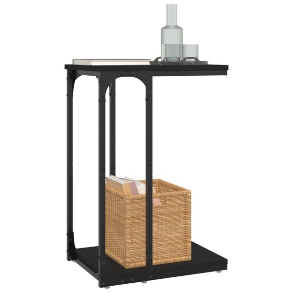 vidaXL Side Table Black Engineered wood Compact Side Table Rectangular
