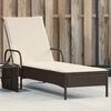 vidaXL Sun Lounger Brown PE Rattan, Powder-Coated Steel, Foam, Polyester
