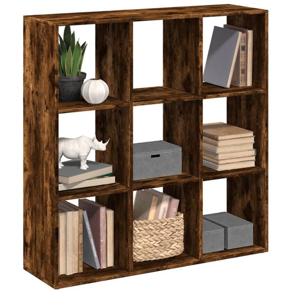 vidaXL Room Divider Bookcase Smoked Oak Engineered Wood Medium